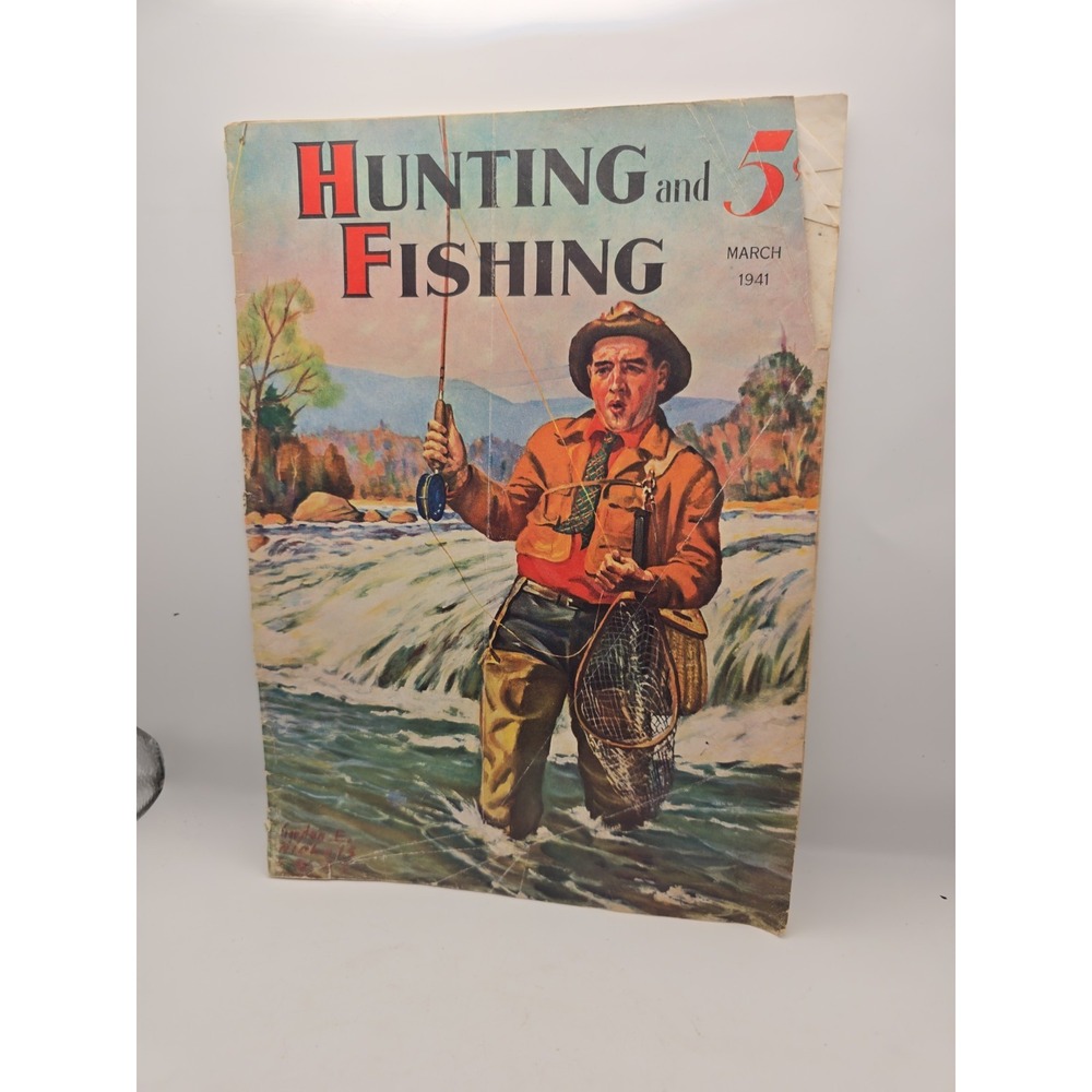 March 1941 Hunting And Fishing Magazine Dogs Boating Guns Ammo Camping Tackle